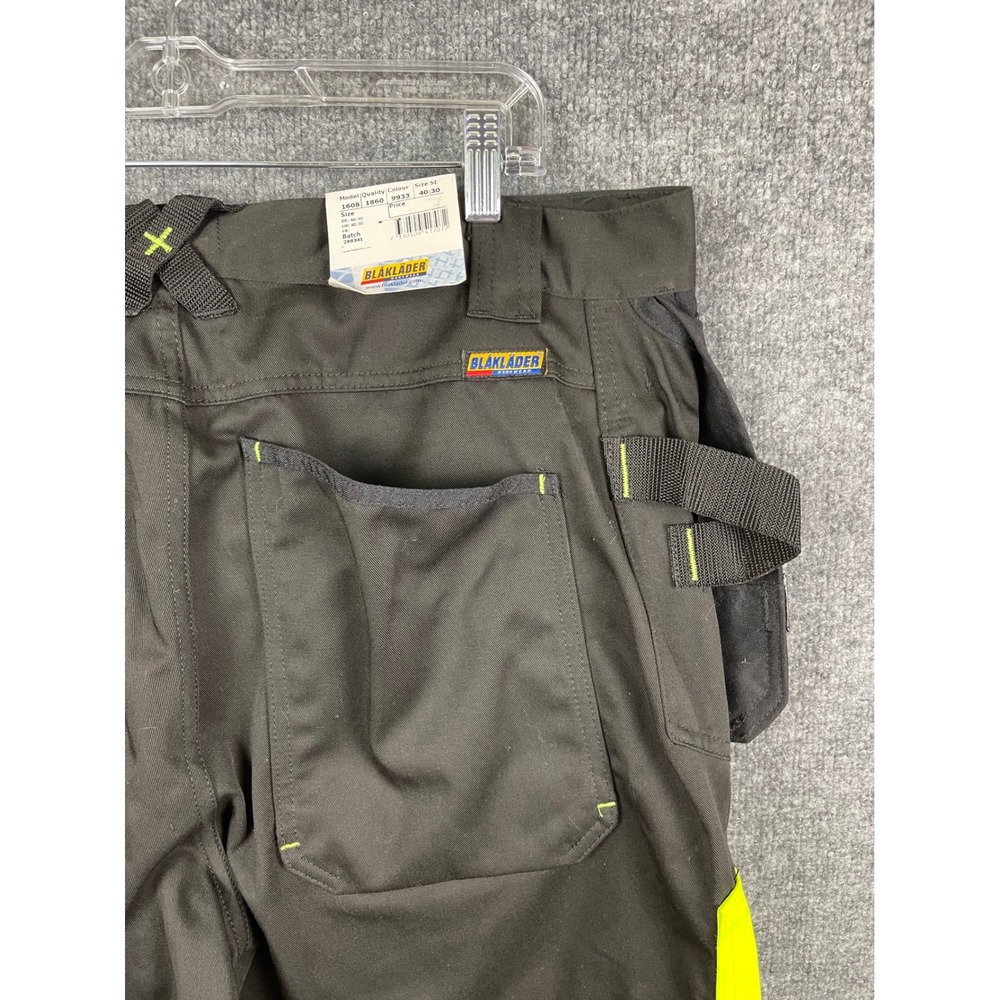 Blaklader Work Pants Mens 40x30 Black Yellow New Hi-Vis 1608 Holster Pocket - Picture 4 of 15